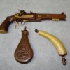 Pistol-Powder Flask -Powder Horn all 1/2 size